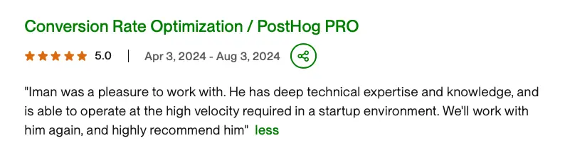 Client review: Conversion Rate Optimization and PostHog
